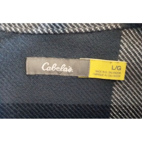 Cabelas Blue Plaid Button-Up Jacket With Side Pockets L/G Cotton Blend Long Slee - Picture 5 of 8